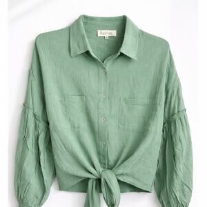 New Peach Love California Light Green Blouse Gauze Muslin Size Large